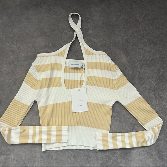 SOLD—NWT Significant Other Blair Top in Almond/Cream Stripe - Picture 4 of 8